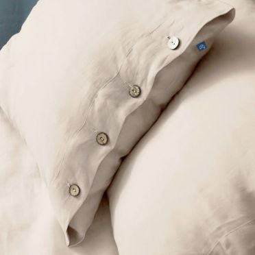 Pościel z lnu perłowy róż z guzikami IL LETTO